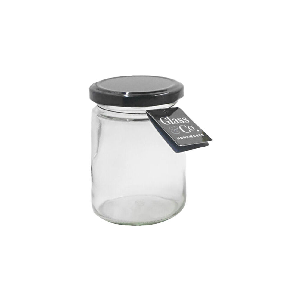 Glass & CO Cleo Round Sml Glass Jar Container Assorted Black/Gold/White — 220ml Small