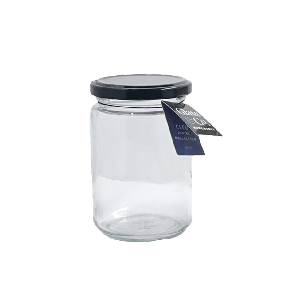 Glass & CO Cleo Round Medium Glass Jar Assorted Black/Gold/White 340ml (36 Pack) — image 2
