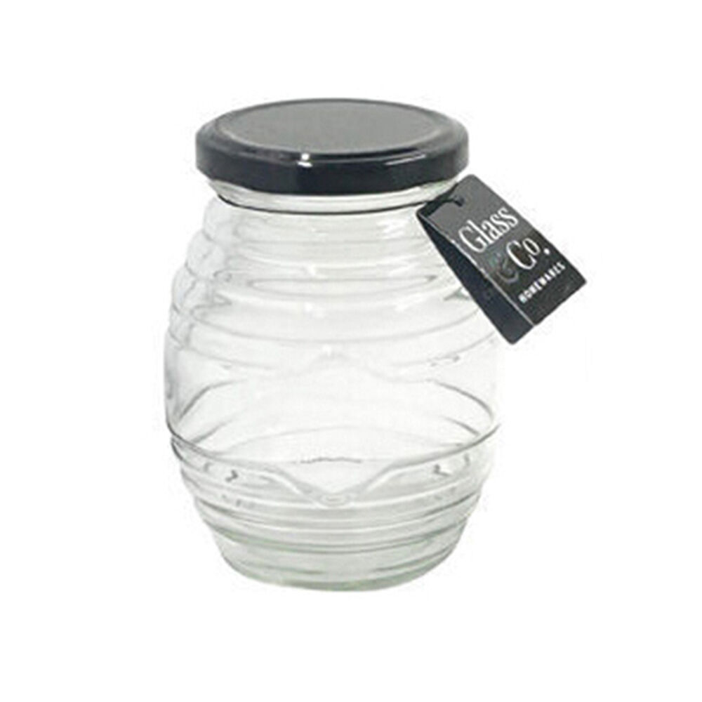 Glass & CO Cleo Ribbed Small Round Screw Lid Jar 350ml Clear Assorted (24 Pack) — image 2