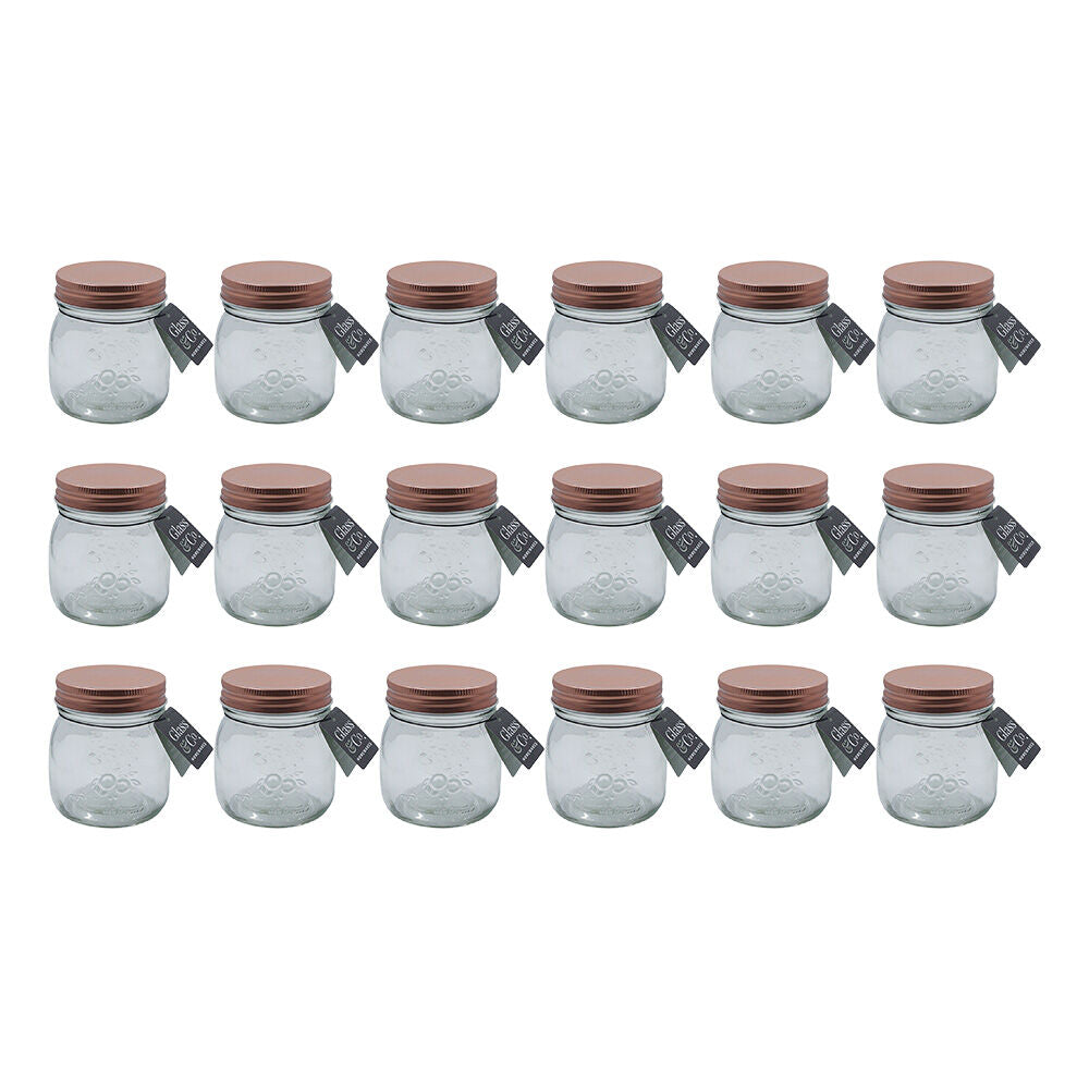 Glass & CO Olivia Glass Preserve Jar Container Home Decor Rose Gold 250ml (18 Pack)
