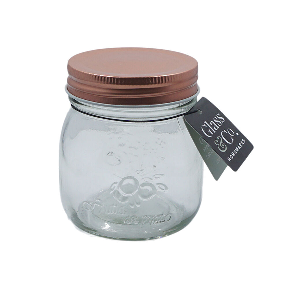 Glass & CO Olivia Glass Preserve Jar Container Home Decor Rose Gold 250ml (18 Pack) — image 2