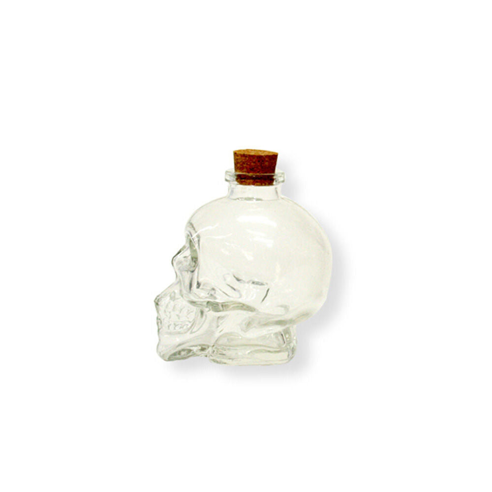 Glass & CO Small Glass Skull Wine/Whiskey Drinking Bottle w/ Cap Clear 180ml — image 2