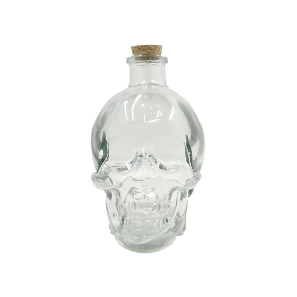 Glass & CO Medium Glass Skull Wine/Whiskey Drinking Bottle w/ Cap Clear 380ml
