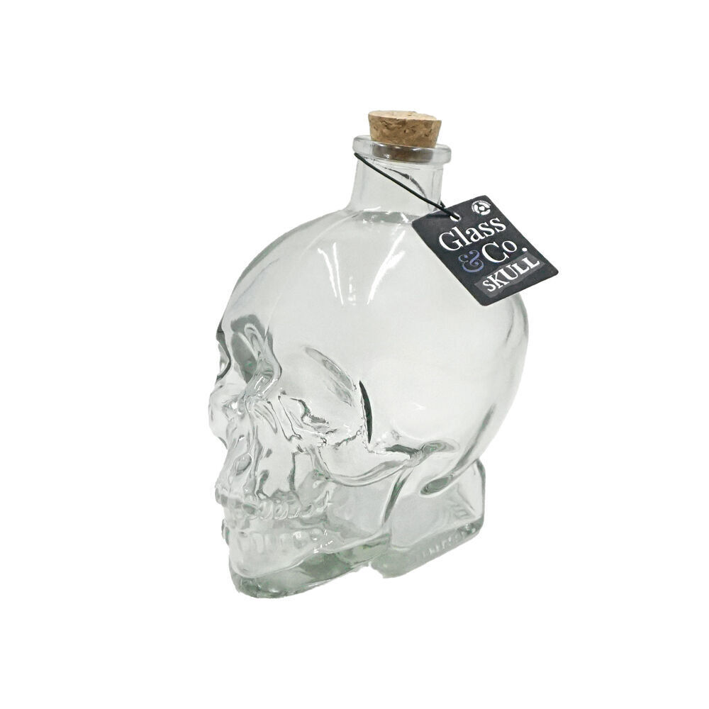 Glass & CO Medium Glass Skull Wine/Whiskey Drinking Bottle Clear 380ml (12 Pack) — image 3