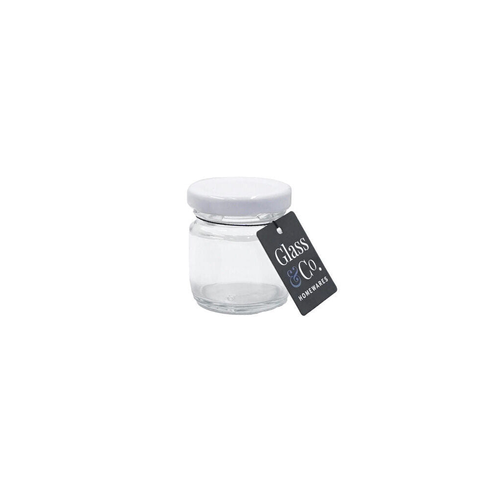 Glass & CO Round Mini Glass Jar Container Assorted Black/Gold/White 30ml (60 Pack) — image 3