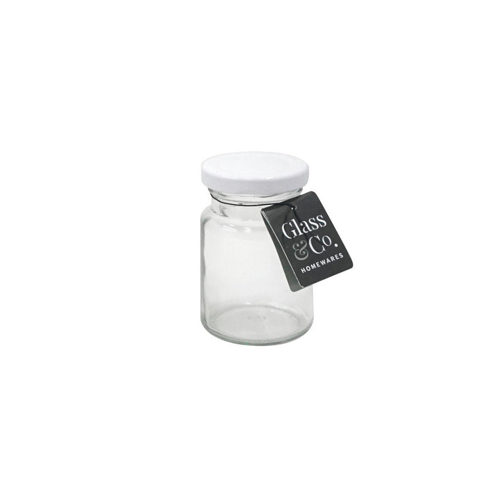 Glass & CO Round Mini Glass Jar Container Assorted Black/Gold/White 100ml (24 Pack) — image 2
