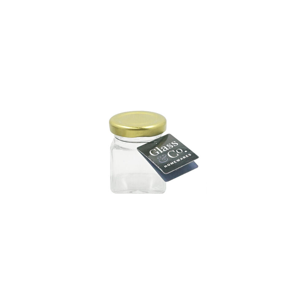 Glass & CO Cleo Square Mini Glass Jar Container Assorted Clear/White 50ml — image 2