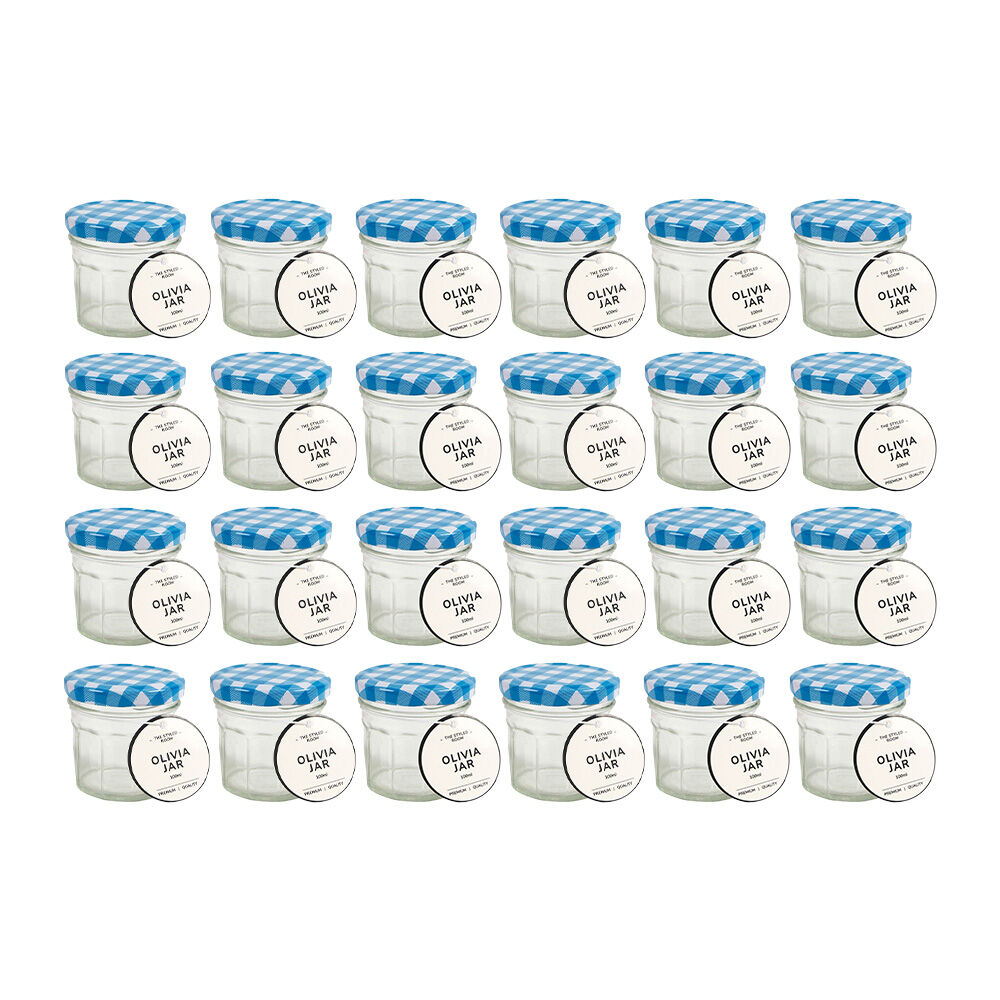 The Styled Room Hex Glass Jar Storage Container Assorted Blue/Red 100ml (24 Pack)