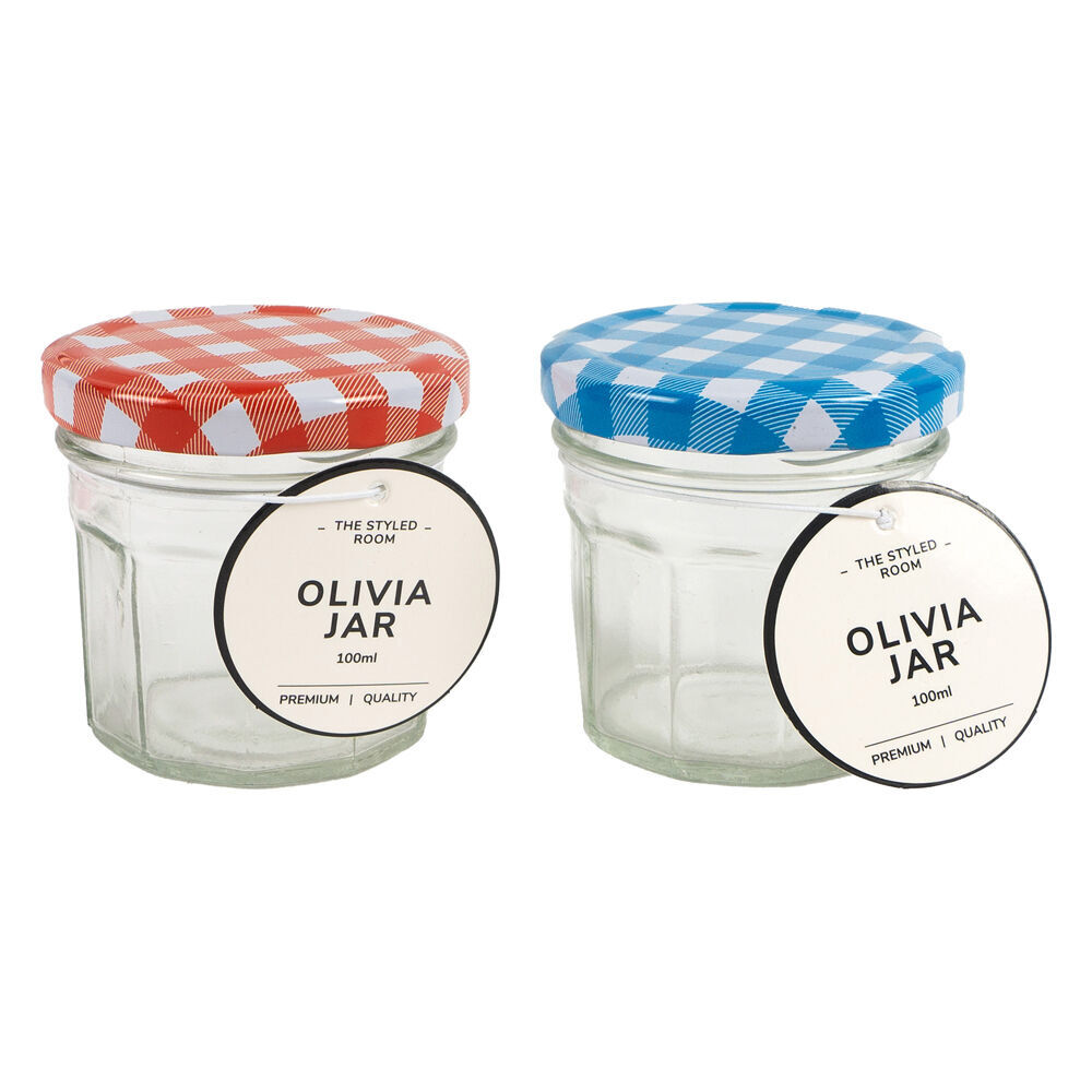 The Styled Room Hex Glass Jar Food Storage Container Assorted Blue/Red — image 3