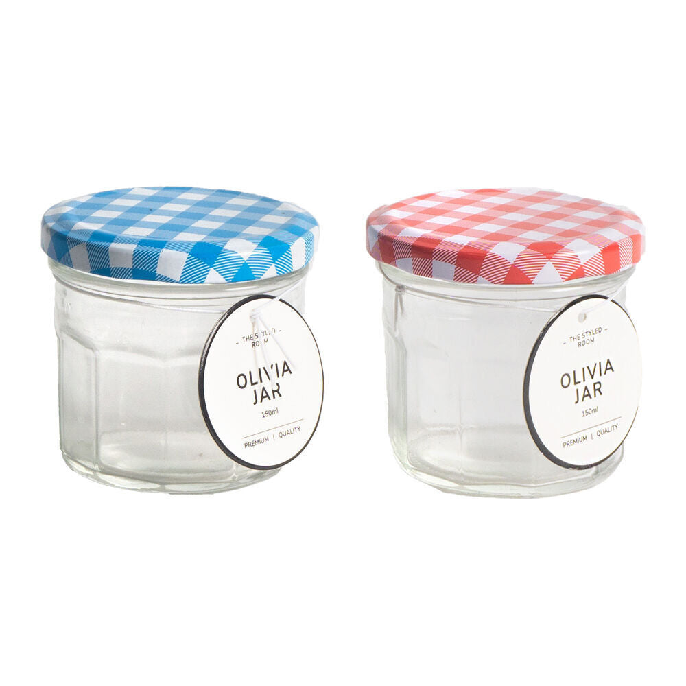 The Styled Room Hex Glass Jar Storage Container Assorted Blue/Red 150ml (36 Pack) — image 4