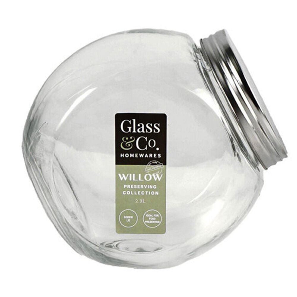 Glass & CO Willow Preserving Tilt Silver Screw Lid Storage Jar 2.2L Clear (6 Pack) — image 2