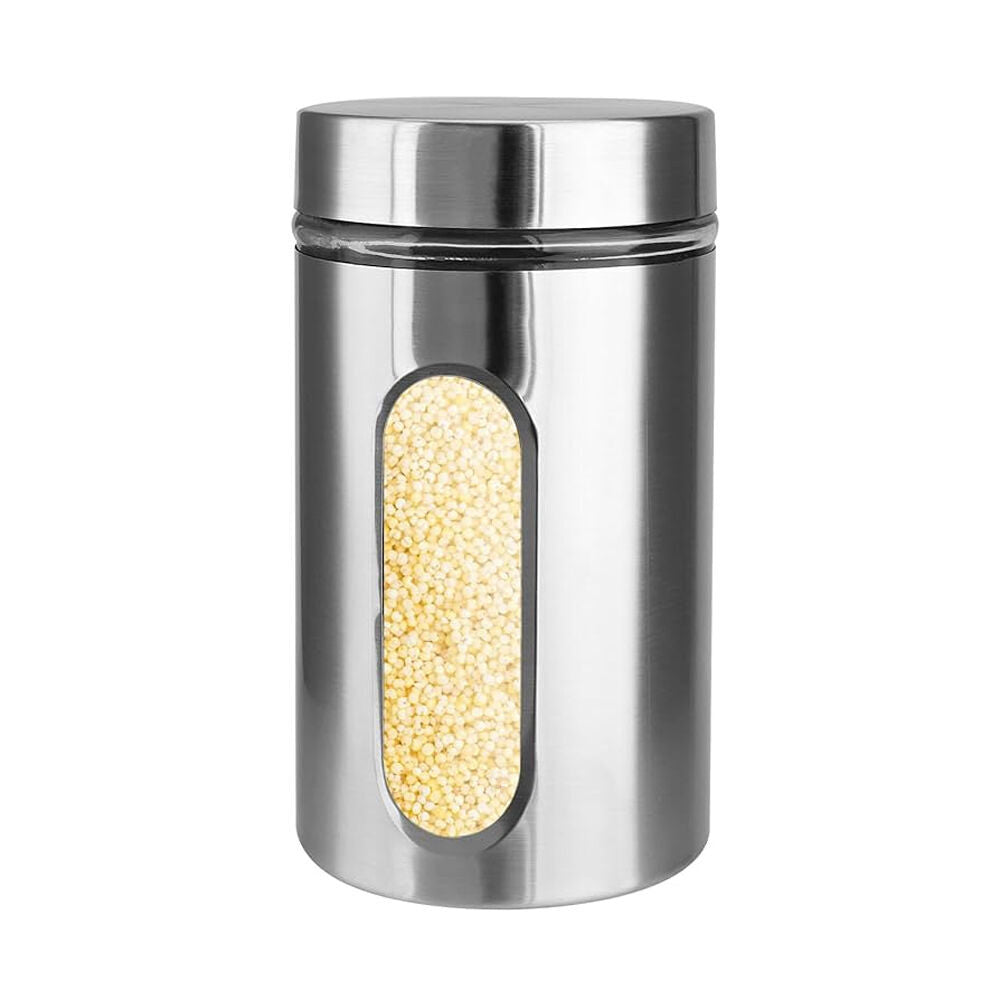 Glass & CO Large Stainless Steel Window Canister Jar 1000ml Assorted (6 Pack) — image 2