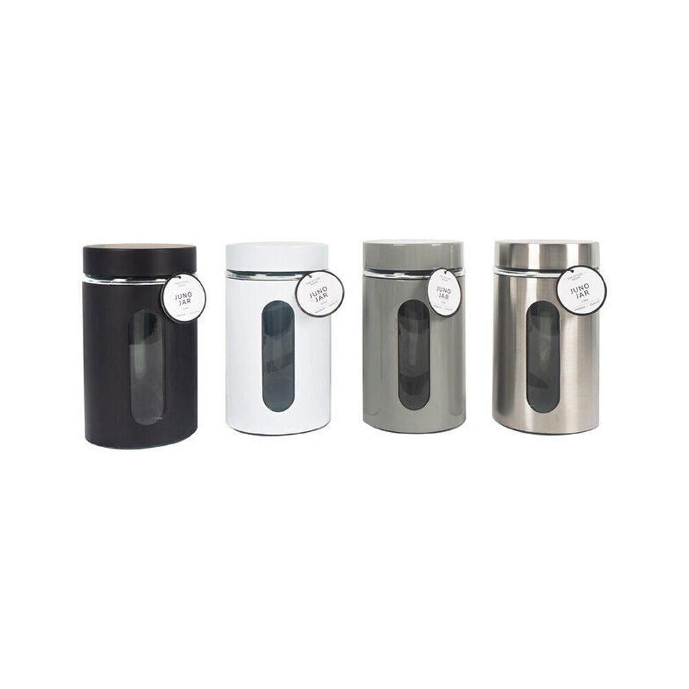 Glass & CO Large Stainless Steel Window Canister Jar 1000ml Assorted (6 Pack) — image 3