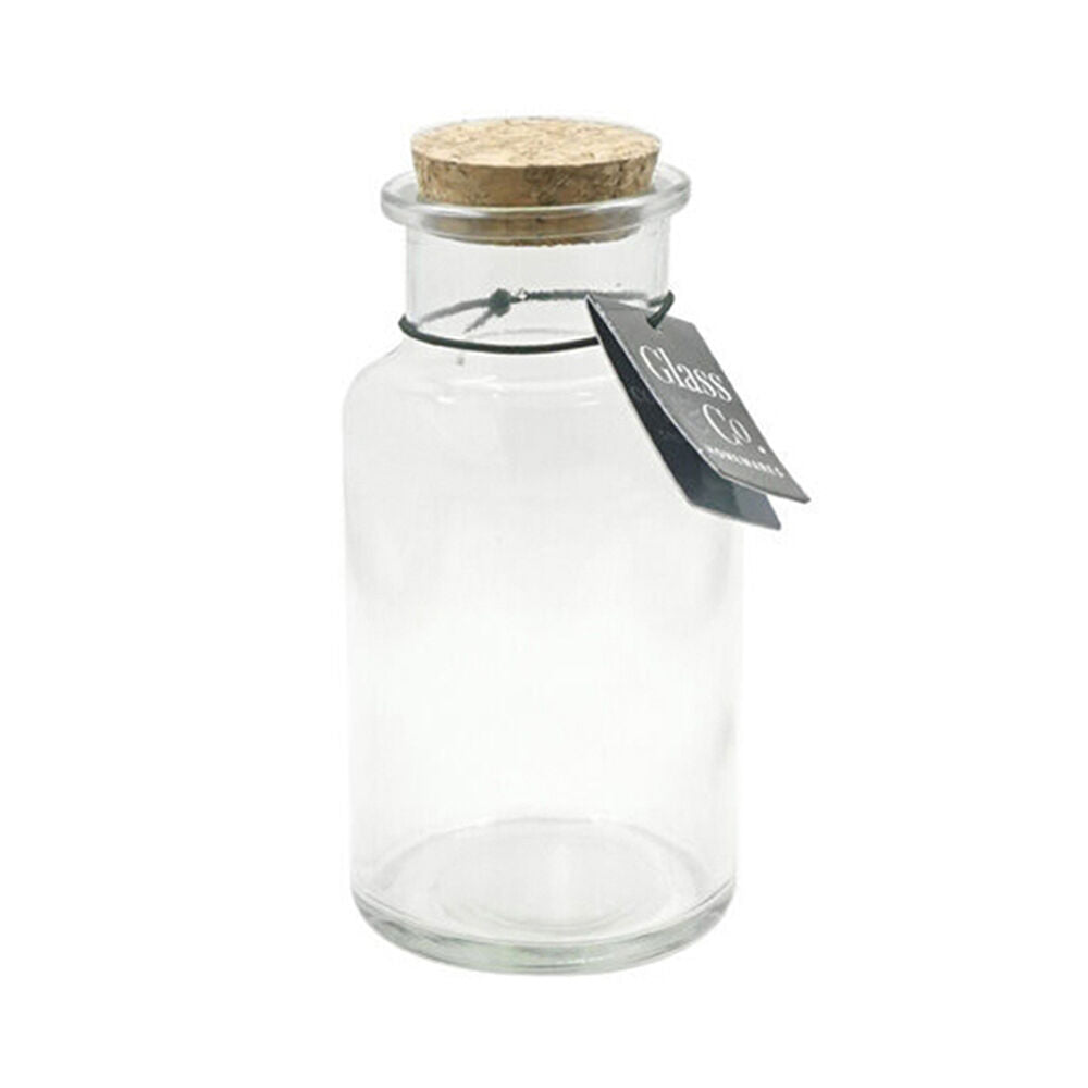 Glass & CO 290ml Clear Courtney Push Cork Lid Round Storage Bottle Jar