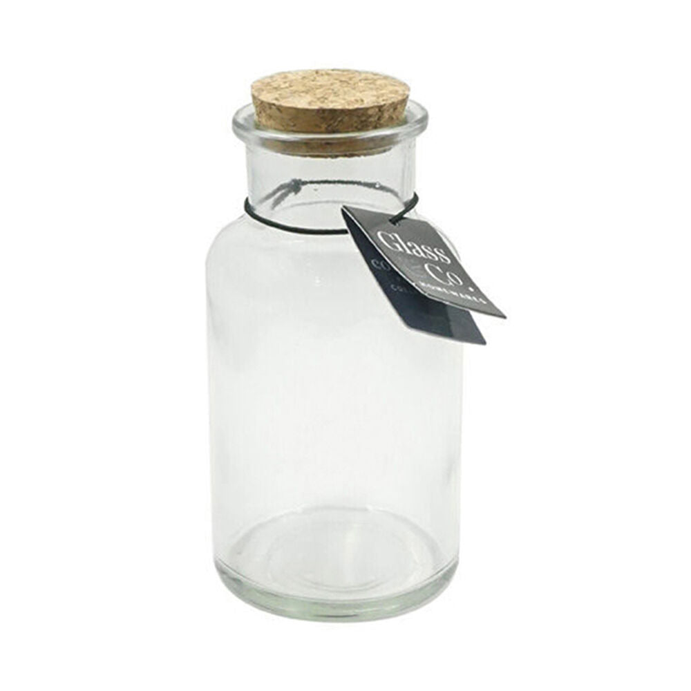 Glass & CO 570ml Clear Courtney Push Cork Lid Round Storage Bottle Jar