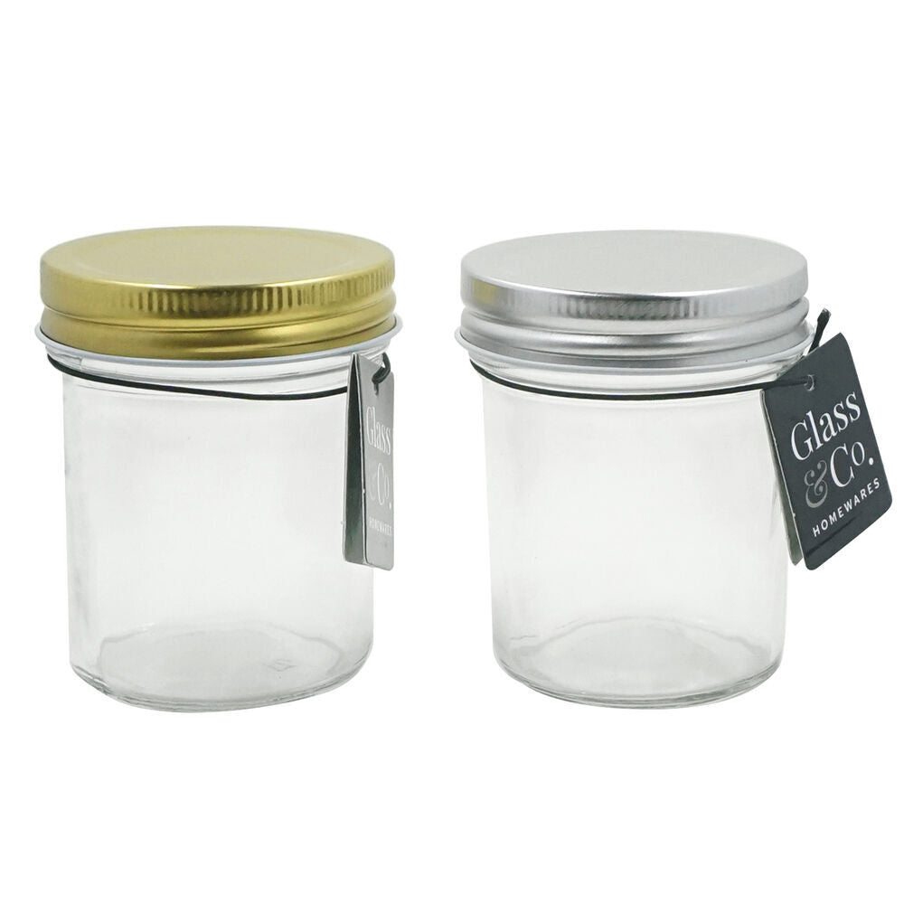 Glass & CO Cleo Glass Jar Kitchen Food Container Assorted Silver/Gold 200ml — image 3
