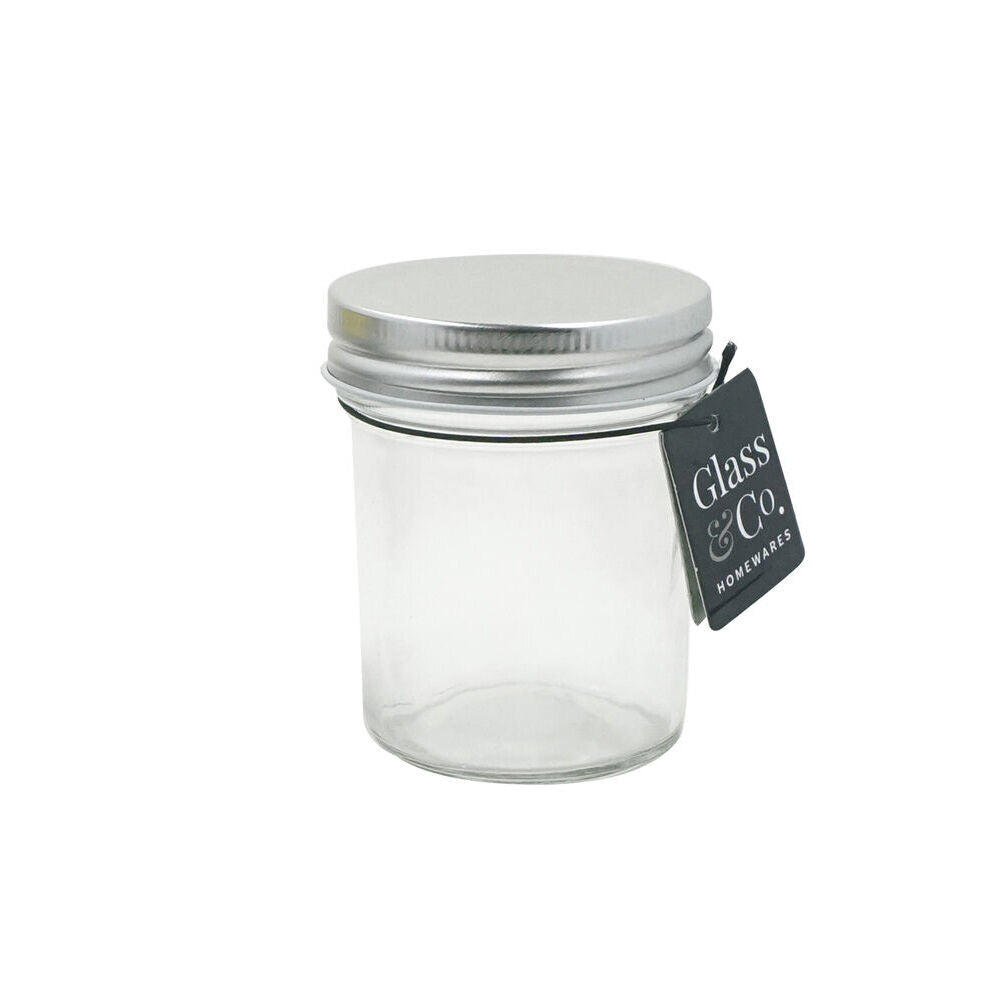 Glass & CO Cleo Glass Jar Kitchen Food Container Assorted Silver/Gold 200ml