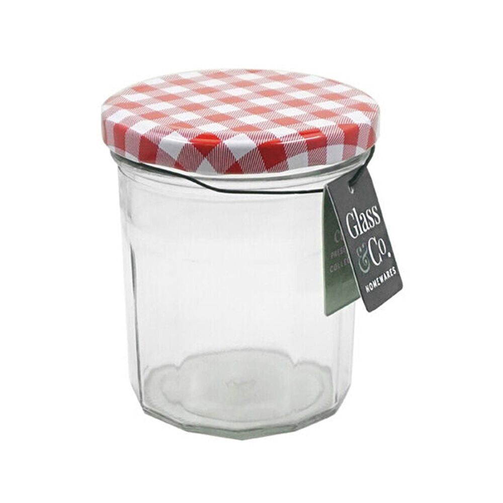 Glass & CO 310ml Clear Cleo Red White Checkered Lid Preserving Jar