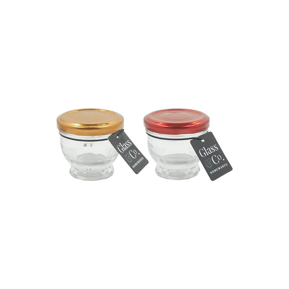 Glass & CO 60ml Clear Cleo Round Metallic Lid Jar Container Assorted — image 2