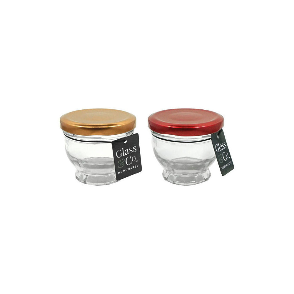 Glass & CO Cleo Round Metallic Lid Jar Container 100ml Clear Assorted (24 Pack) — image 3