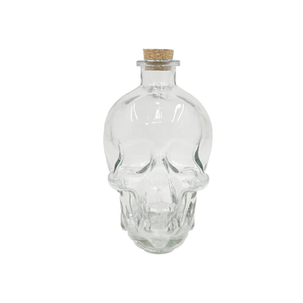 Glass & CO Large Glass Skull Bottle Wine Container w/ Cork Lid Clear 800ml (16 Pack) — image 2