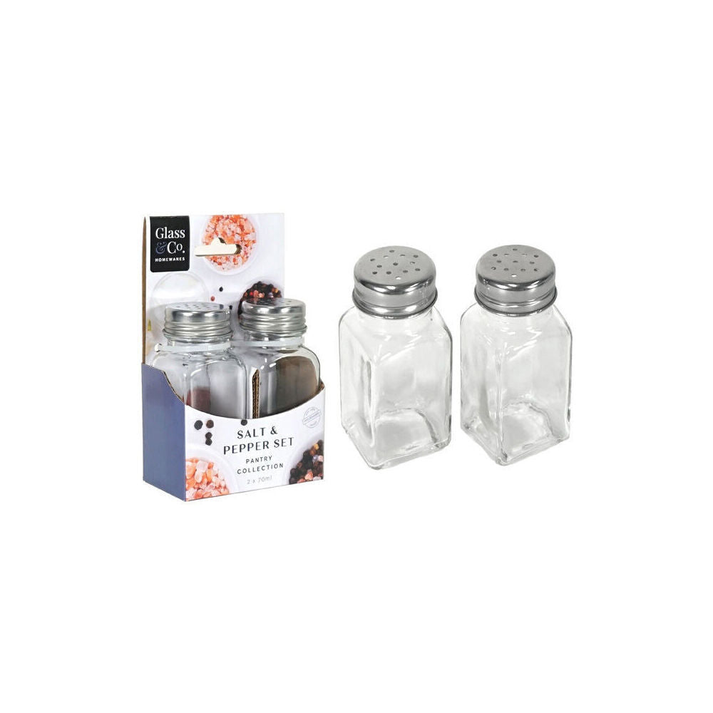 Glass & CO 2pc Glass & Co Salt and Pepper Shaker Dispenser Set 70ml Silver/Clear (12 Pack) — image 3