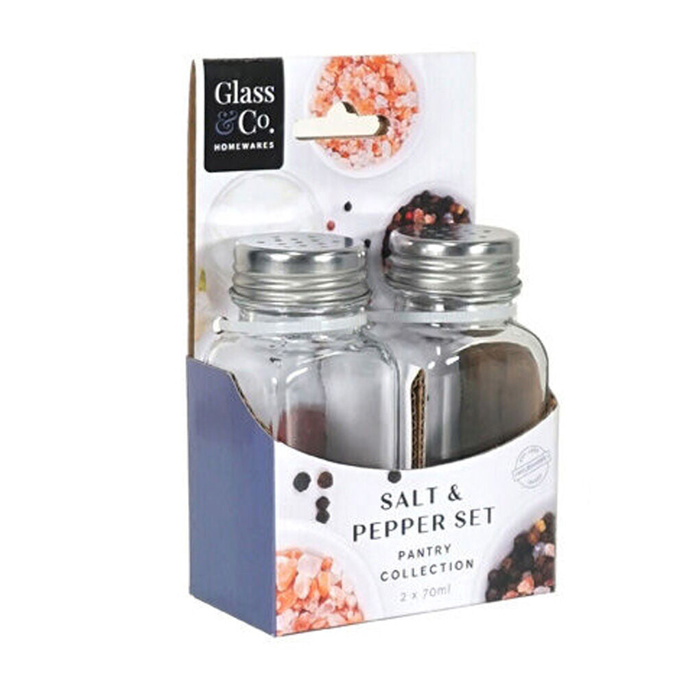 Glass & CO 2pc Glass & Co Salt and Pepper Shaker Dispenser Set 70ml Silver/Clear (12 Pack) — image 2