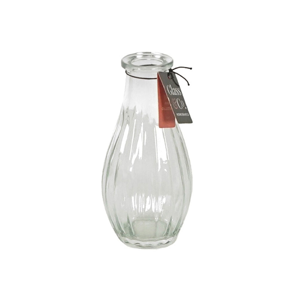 Glass & CO Ribbed Glass Vase Flower Holder Home Decor 243.8x14.2cm Clear — image 2