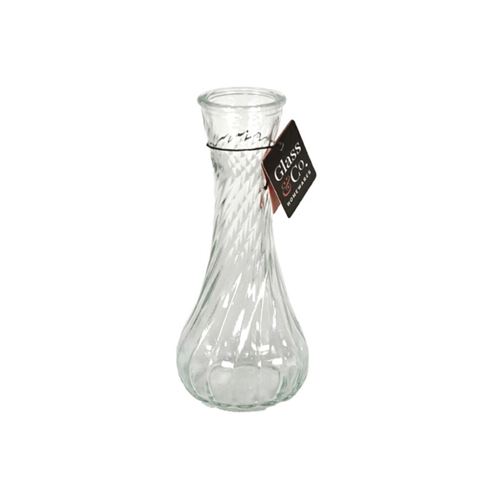 Glass & CO Ribbed Bottleneck Glass Vase Flower Holder Decor 4.2x15.4cm Clear — image 2