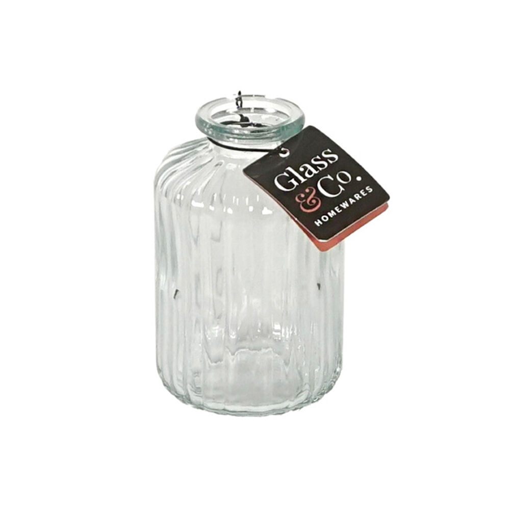 Glass & CO Ribbed Bottle Glass Vase Flower Holder Home Decor 10x6x6cm Clear (12 Pack) — image 3