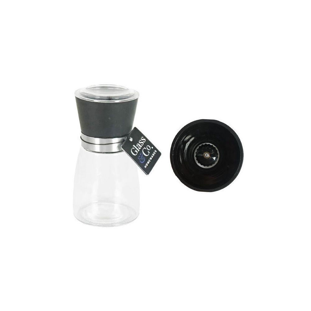 Glass & CO 200ml Black/Silver Clear Salt and Pepper Grinder Bottle — image 2