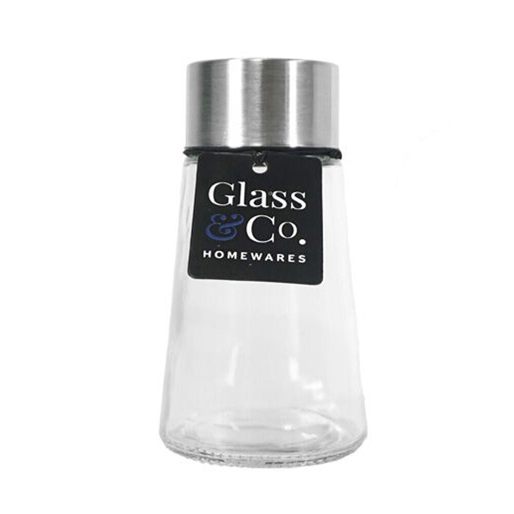 Glass & CO Clear Salt/Pepper Jar w/ Metal Lid 100ml Black/Silver Assorted (12 Pack)