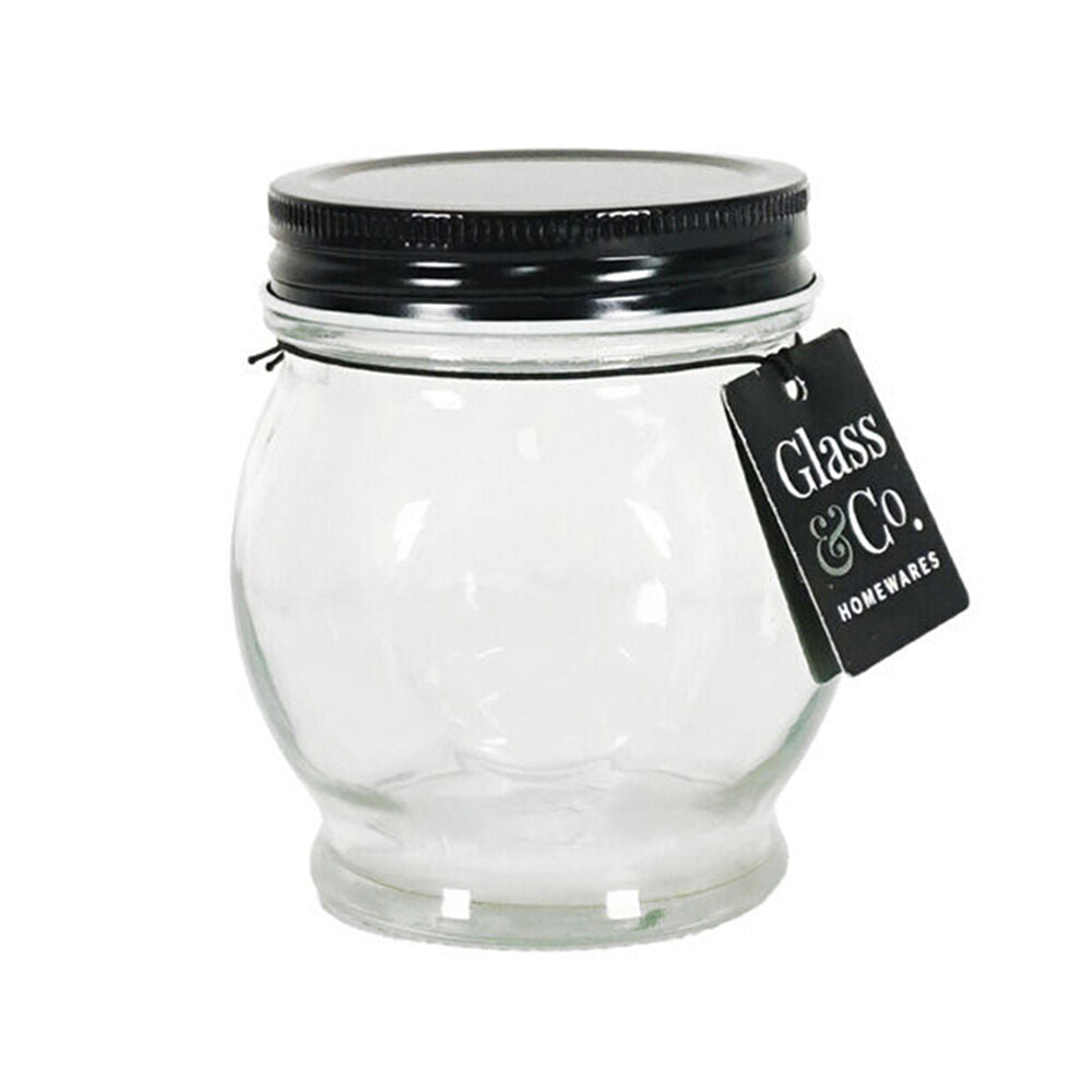 Glass & CO Olivia Round Black Metal Lid Bottle Storage Jar 270ml Clear (12 Pack) — image 2