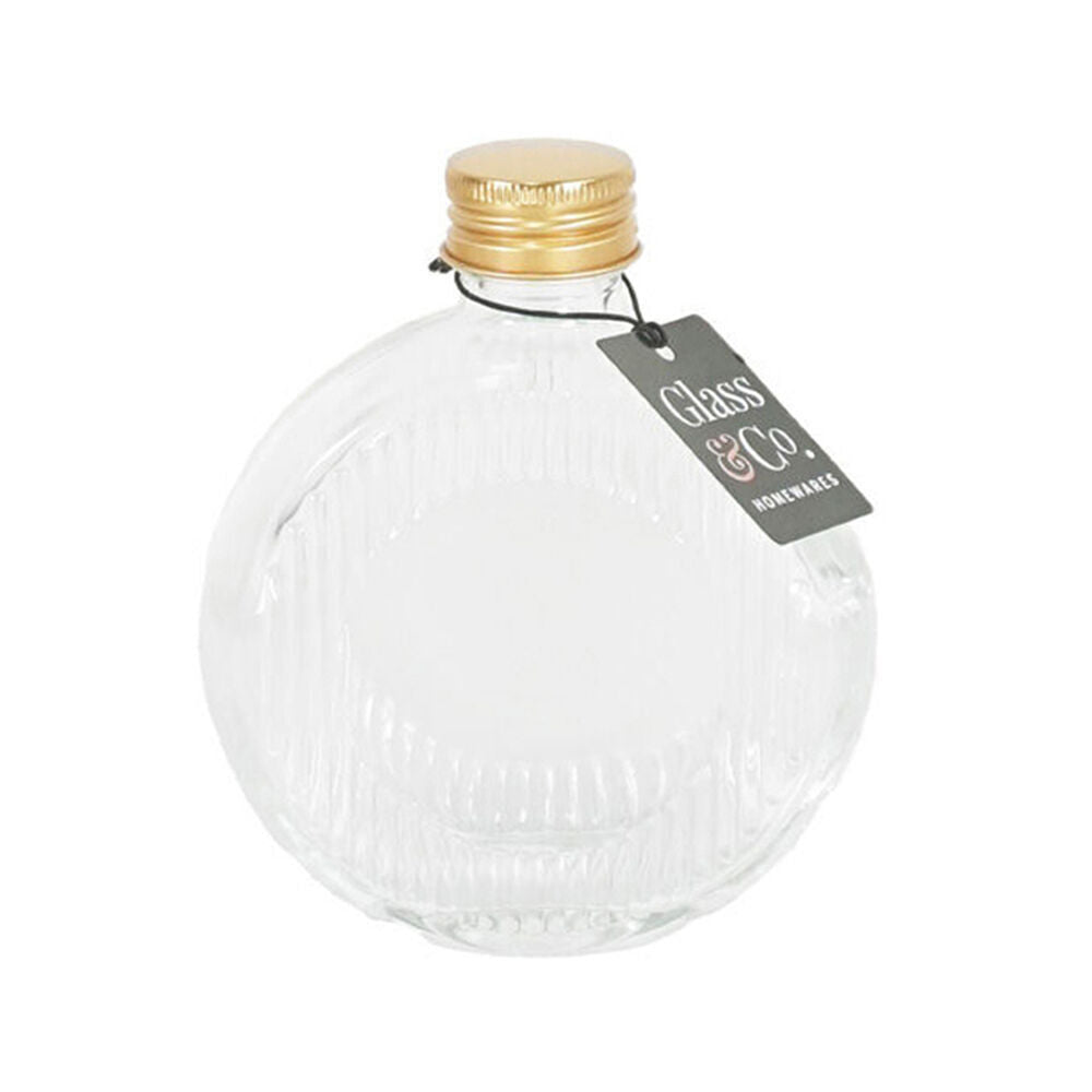 Glass & CO Flat Round Gold Lid Bottle Storage Jar 210ml Clear (12 Pack) — image 2