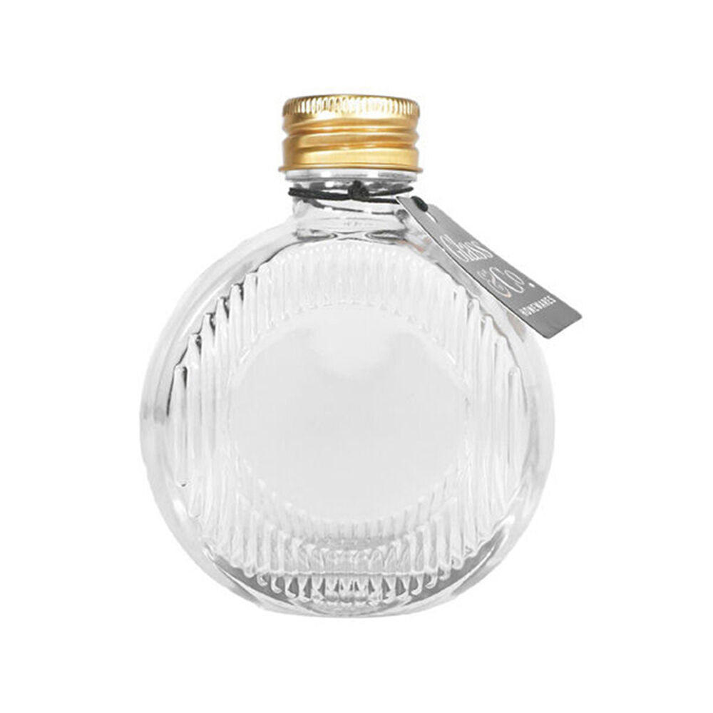 Glass & CO Flat Round Gold Lid Bottle Storage Jar 120ml Clear (12 Pack) — image 2