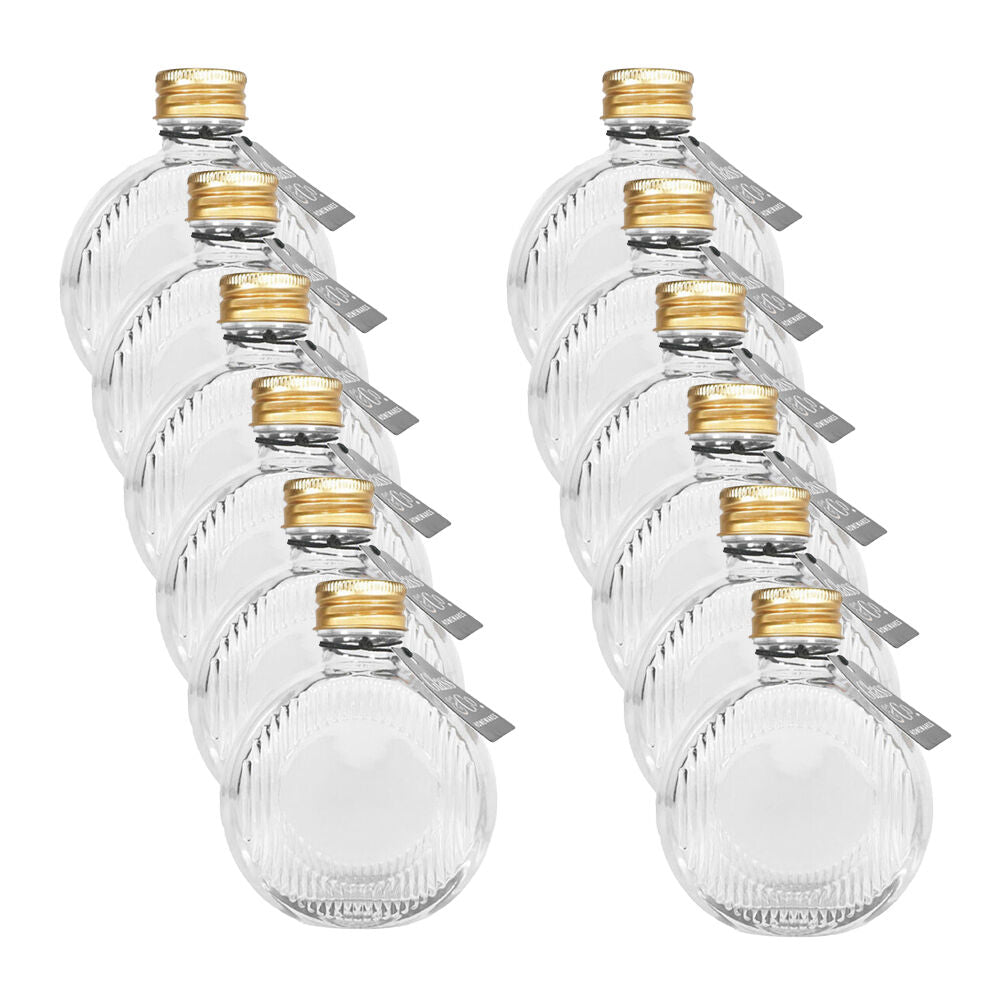 Glass & CO Flat Round Gold Lid Bottle Storage Jar 120ml Clear (12 Pack)
