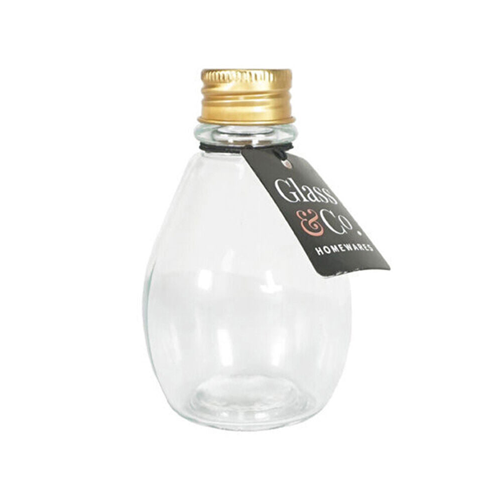 Glass & CO Round Metallic Gold Lid Bottle Storage Jar 110ml Clear (12 Pack) — image 2