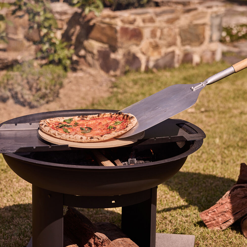 Glow 75x73cm Verona Fire Pit Outdoor Heating w/ Pizza Cooking Station Black — image 6