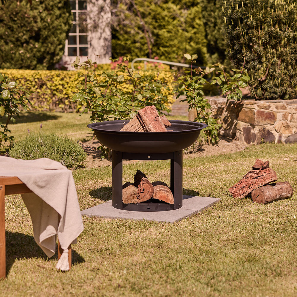 Glow 75x73cm Verona Fire Pit Outdoor Heating w/ Pizza Cooking Station Black — image 7