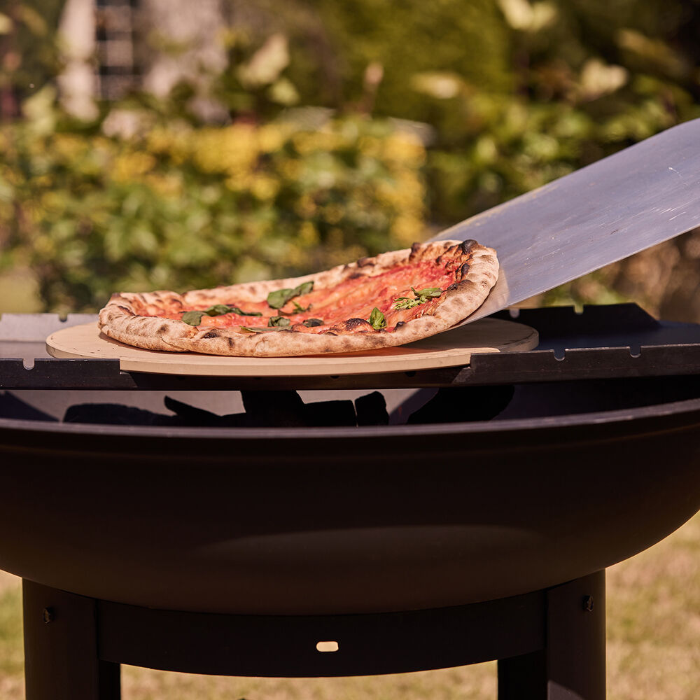 Glow 75x73cm Verona Fire Pit Outdoor Heating w/ Pizza Cooking Station Black — image 8