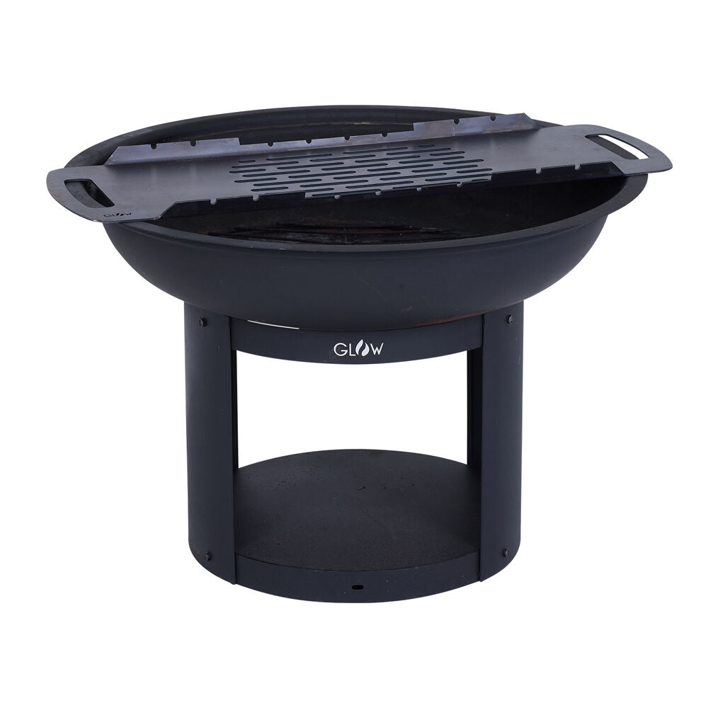 Glow 75x73cm Verona Fire Pit Outdoor Heating w/ Pizza Cooking Station Black — image 3