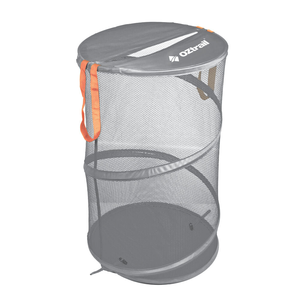 Elemental 75L Portable Collapsible Mesh Laundry Storage Hamper 63x40cm Grey