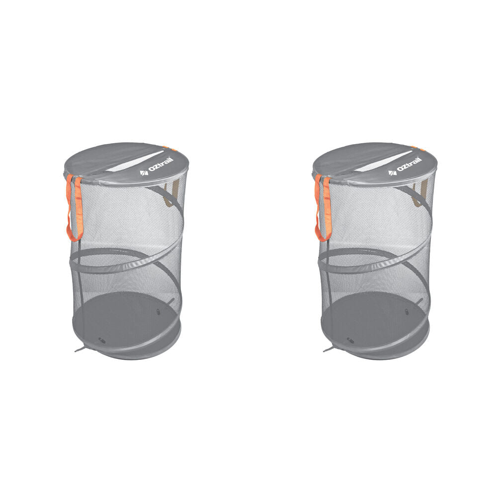 Elemental 75L Portable Collapsible Mesh Laundry Storage Hamper 63x40cm Grey (2 Pack)