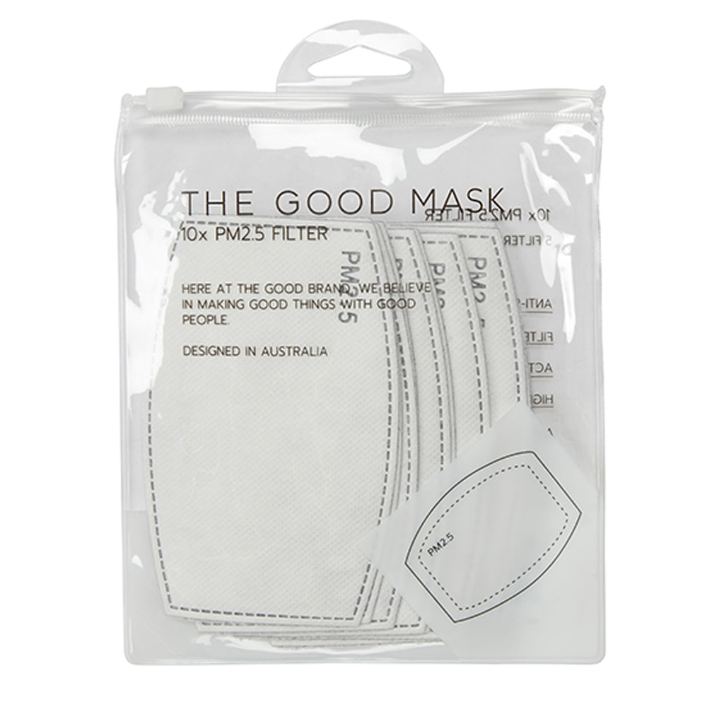 The Good Brand PM2.5 Activated Carbon Layer Filter Mask Anti Dust Pad White (10 Pack)