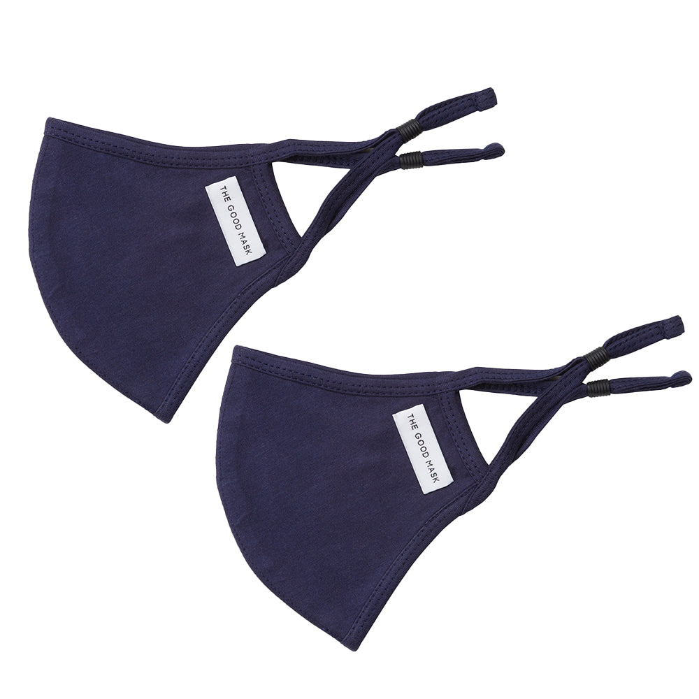 The Good Brand Cotton Jersey Reusable Breathable Face Mask w/ Pouch Midnight (2 Pack)