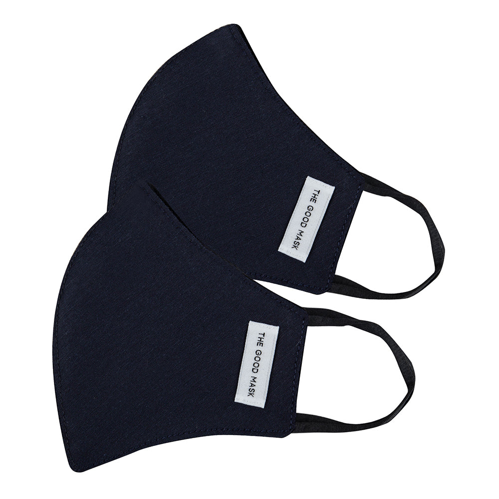 The Good Brand Kids Cotton Reusable Breathable Cloth Face Mask Navy 4-7y (2 Pack)