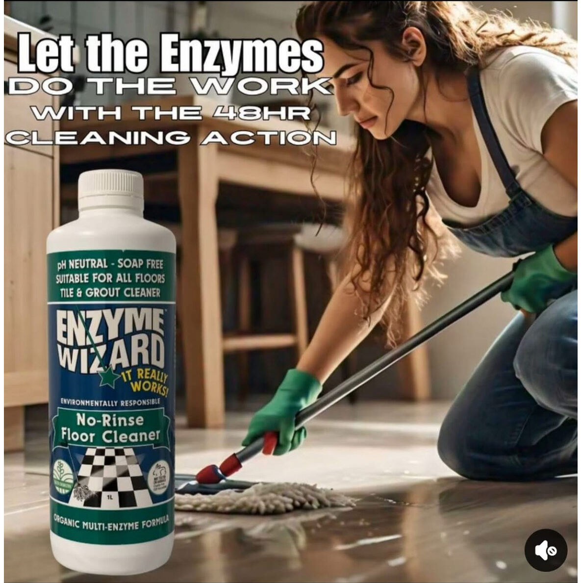 Enzyme Wizard No Rinse Kitchen Floor/Tile Surface Grease/Stain/Odour Cleaner 1L — image 2