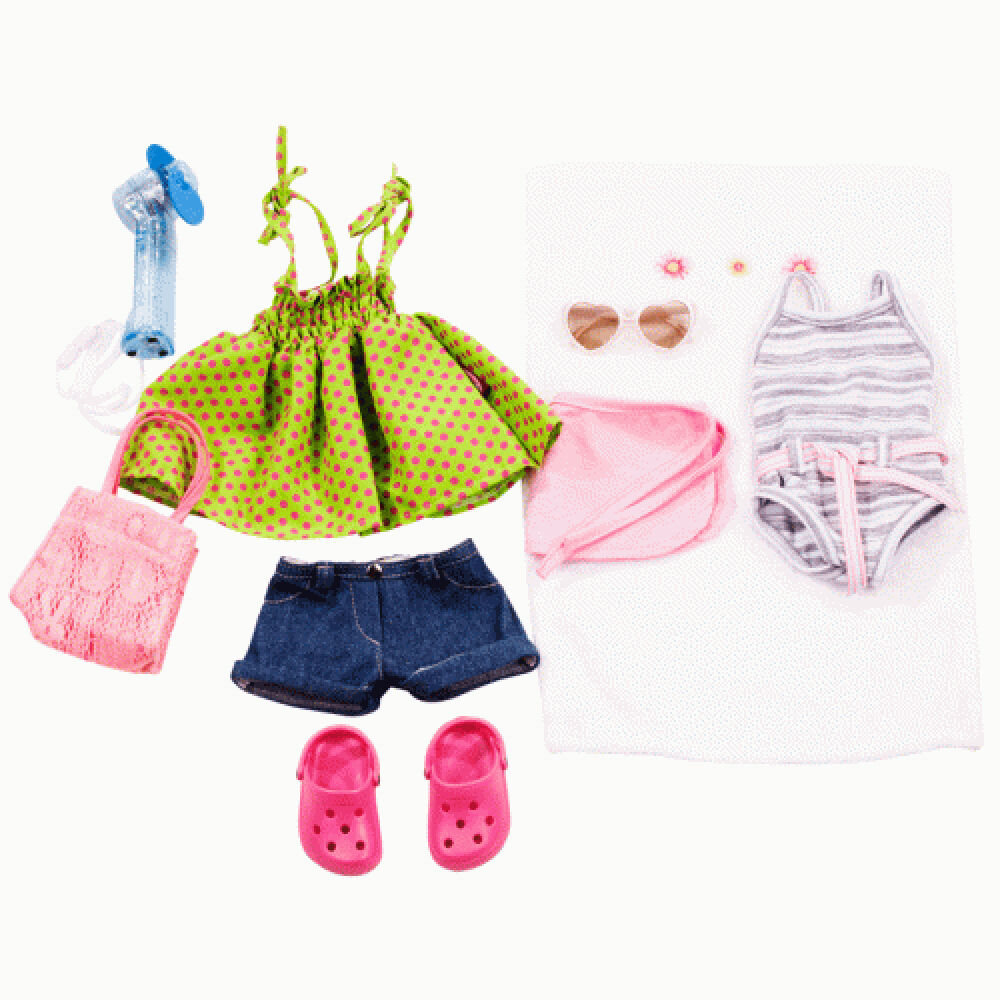 Gotz Wardrobe Summer Beach Outfit Baby Girl Doll Clothes Set 45-50cm (10 Pieces)