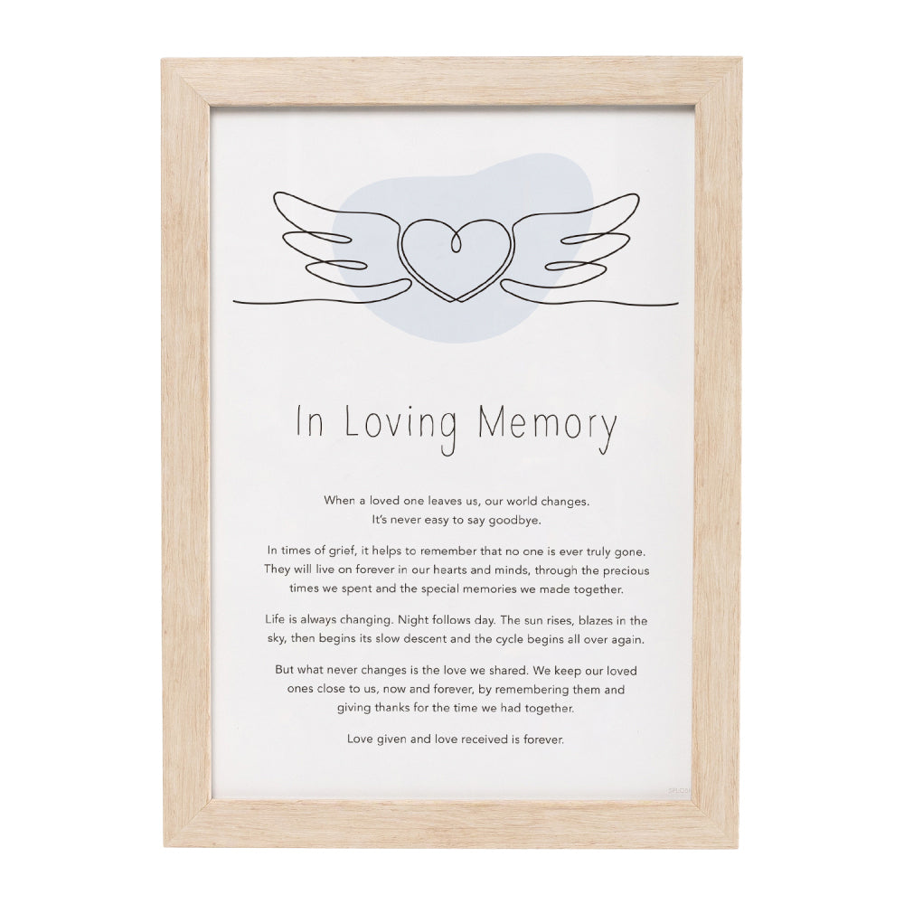 Splosh Gift Of Words In Loving Memory Message Plaque Tabletop Decor 24x32.5cm