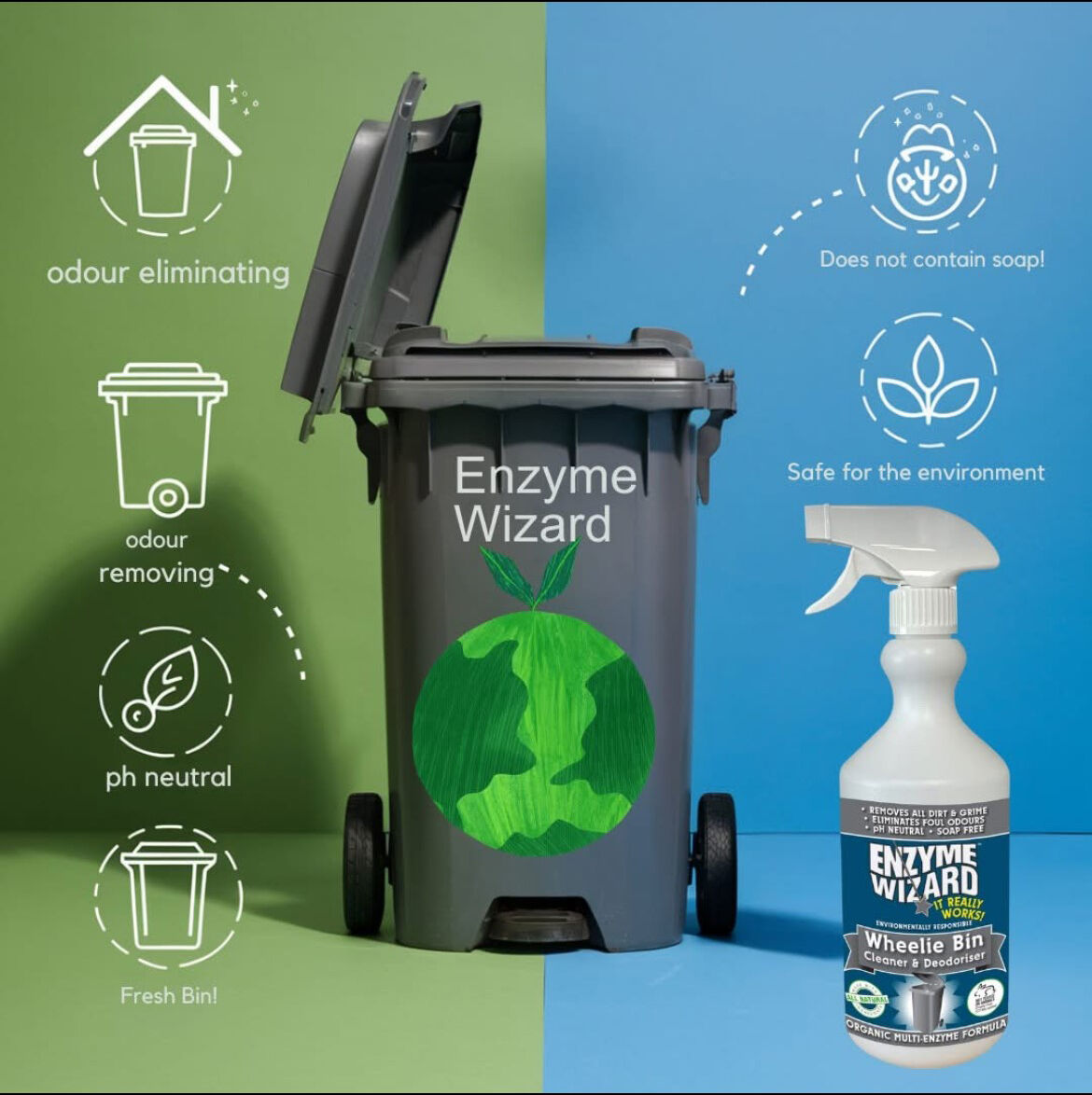 Enzyme Wizard Organic 5L Wheelie Bin Cleaner/Odour Deodoriser Dirt/Grime Remover — image 2